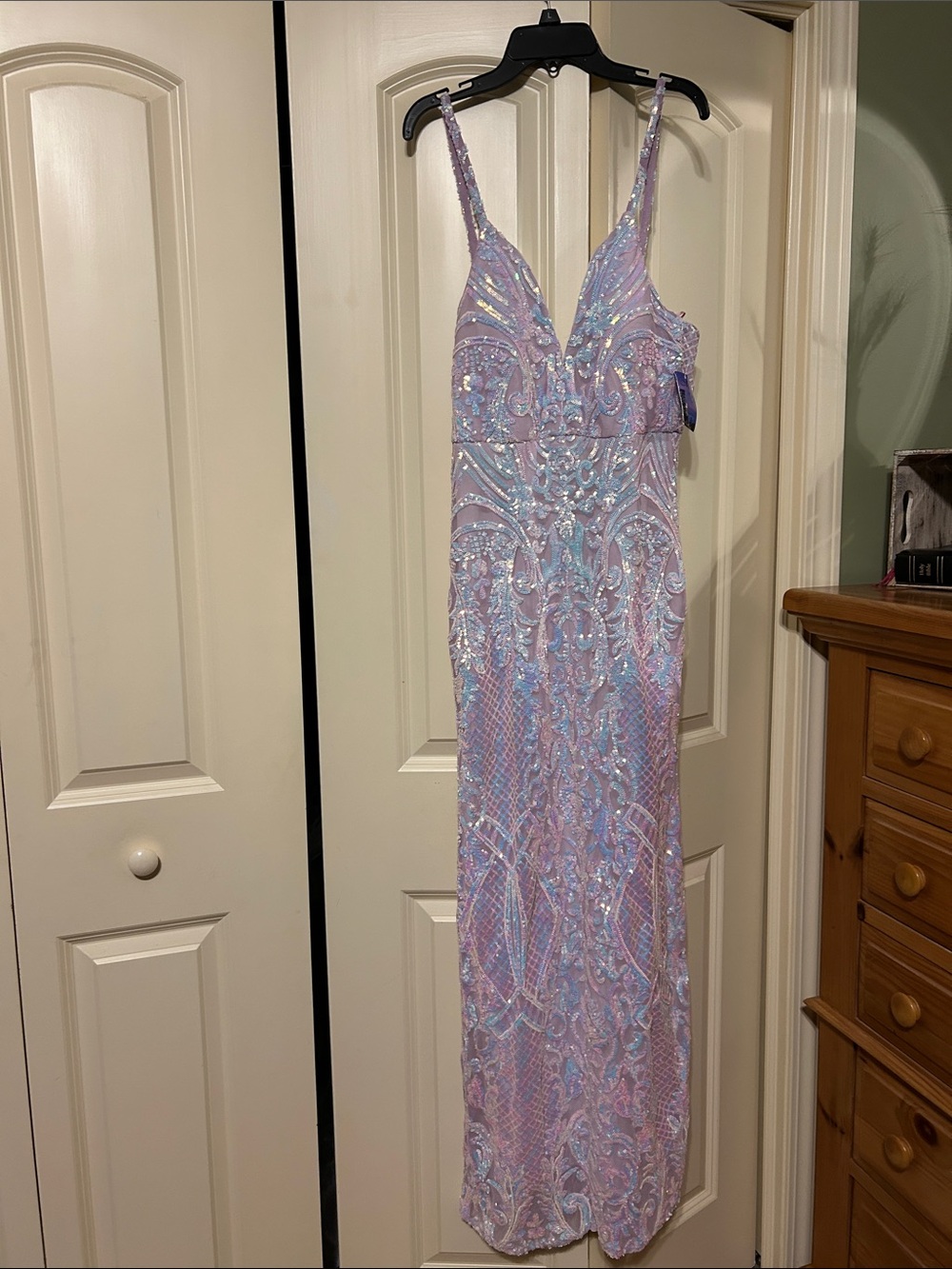 Morgan & Co. Lavender Sequin Evening Dress